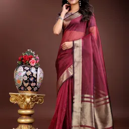 Panzora Zari Organza Saree with Blouse Piece-image-40