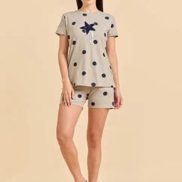 Sweet Dreams Brown Printed Top Shorts Set-image-60