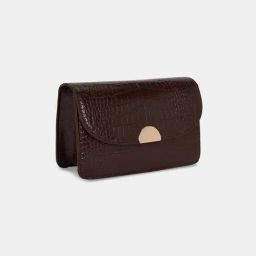 Forever Glam by Pantaloons Brown Textured Medium Sling Handbag image 3