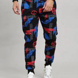Free Authority BLACK Cotton Blend Regular fit Printed Jogger-image-20