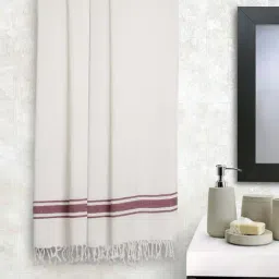 Klotthe Maroon & White Cotton 200 GSM Bath Towel - Set of 4-image-1