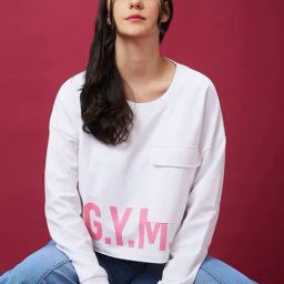 Globus White Cotton Graphic Print Sweatshirt-image-91