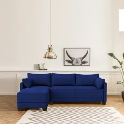 Trevi Duke Navy Blue Fabric & Neem Wood 6 Seater LHS Sectional Sofa-image-28