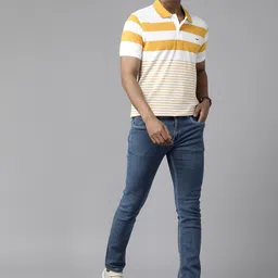 Park Avenue Men Striped Polo Collar Slim Fit T-shirt-picture-9