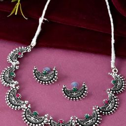 Sangria Silver-Plated Stainless Steel American Diamond Jewellery Set-image-58