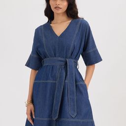 FEMMELLA Denim BeltedFit & Flare Mini Dress-image-38