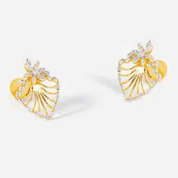 P.N.Gadgil Jewellers 14k Yellow Gold Heritage Charm Diamond Stud Earrings-image-71