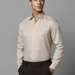 Luxure By Louis Philippe Beige Slim Fit Texture Shirt-image-68