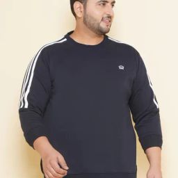John Pride Navy Regular Fit Plus Size Striped Sweatshirt-picture-21