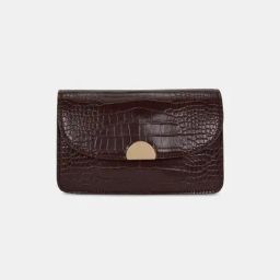 Forever Glam by Pantaloons Brown Textured Medium Sling Handbag image 2