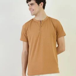 Iconic Brown Polyester Regular Textured T-Shirt-image-85