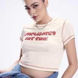 Kook N Keech Pure Cotton Typography Printed Crop T-shirt-picture-6