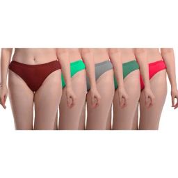 AROUSY Grey & Green Cotton Bikini Panties - Pack Of 5-image-83