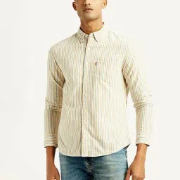 Levi's White Cotton Slim Fit Striped Shirt-picture-4