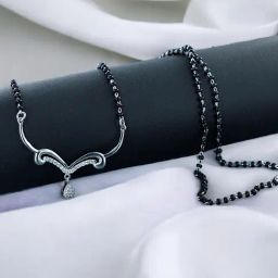 Taraash 92.5 Silver Black Beads & CZ Stones Mangalsutra-image-54