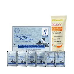 NutriGlow Naturals Set of Natural's Diamond Radiance Facial Kit 60 g & De Tan Scrub 65 g-40