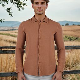Celio Men Classic Regular Fit Textured Spread Collar Cotton Casual Shirt-image-56