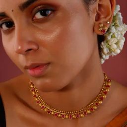 Fida Handmade Ethnic Temple Maroon Jewellery Set-image-41