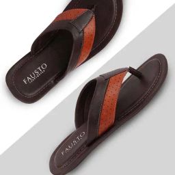 Fausto Men's Brown Thong Sandals-image-38