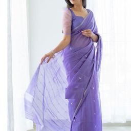 AQUILIQ Lavender Silk Cotton Sarees-image-36