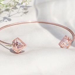 Joker & Witch Gem Shaped Rose Gold Tone Open Cuff Bracelet-44