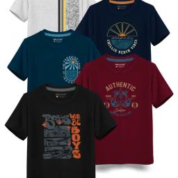 HELLCAT Kids Multicolor Printed T-Shirt (Pack Of 5)-image-12