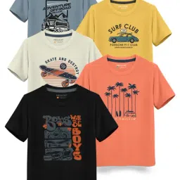 HELLCAT Kids Multicolor Printed T-Shirt (Pack Of 5)-picture-44