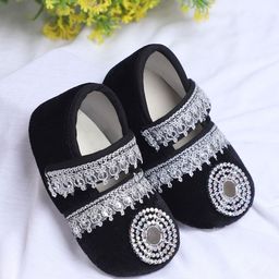 COCO CANDY Girls Cand Ethnic Silver Lace Booties-27