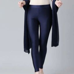 TWIN BIRDS Navy Mid Rise Leggings With Dupatta-image-112