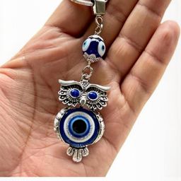 BLUE BEADS Beaded Owl Keychain-image-134