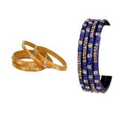 Somil Elegant Combo Glass Bangle Set Combo of 2 Set, Yellow, Blue-image-50