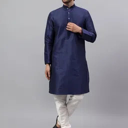 Latest Chikan Garments Men Dupion Silk Kurta with Pyjamas-picture-5