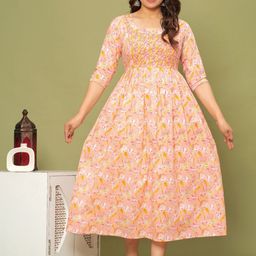 Fasnesio Women Ethnic Motifs Printed Gathered or Pleated Maternity Fit & Flare Dresses-image-99