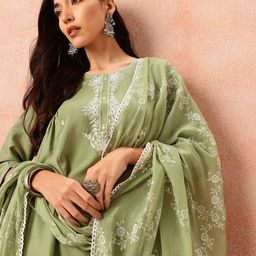 all about you Embroidered Kurta & Trousers With Dupatta-image-16