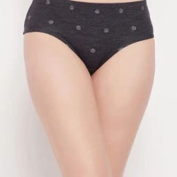 Clovia Dark Grey Polka Dot Hipster Panty-image-88