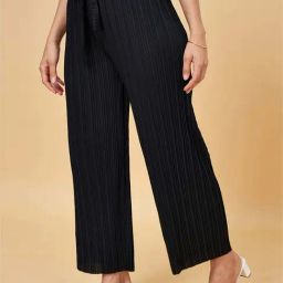 Honey by Pantaloons Black Pleated Flared Pants-image-85