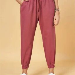 People by Pantaloons Maroon Cotton Joggers-image-78