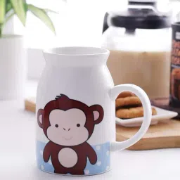 Clay Craft Multicolor Ceramic 7 cm Milk Mug (0.5 L) - Set of 2-image-74