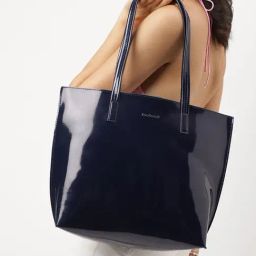 Fastrack Navy Blue Solid Faux Leather Tote Handbag-35