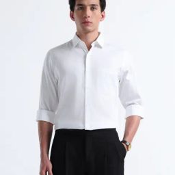 Arrow White Cotton Regular Fit Self Pattern Shirt-image-45