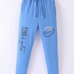 Olio Kids Sinker Full Length Track Pant Text Print - Airforce Blue-picture-24
