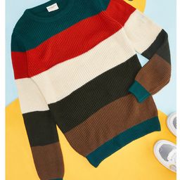 Pantaloons Junior Full Sleeves Striped Sweater - Multi Colour-picture-29