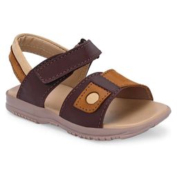 TUSKEY Color Block  Velcro Closure Sandals - Dark Brown & Coffee-image-90