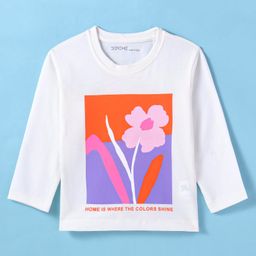 Doreme Single Jersey Knit Full Sleeves T-Shirt With Floral Print - Off White-picture-45