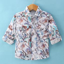 Rikidoos Full Sleeves Abstract Printed Shirt - Multi Colour-image-73