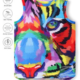 Pine Active Sleeveless High Stretch T-Shirt Abstract Print - Multicolour-image-55