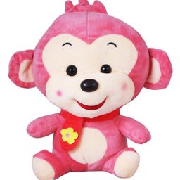 Tickles Smiling Muffler Monkey Soft Stuffed Plush Animal Toy for Kids Infants (Color: Pink Size: 25 cm)-image-33