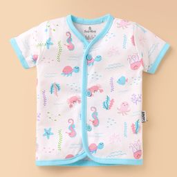 Child World Interlock Knit Half Sleeves Jhablas With Sea Life Theme - Turquoise-image-49