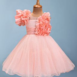 Rassha Sleeveless Ruffle Detailed Knee Length Dress - Peach-image-89