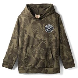 Rikidoos Full Sleeves Abstract Printed Hoodie - Olive Green-picture-18